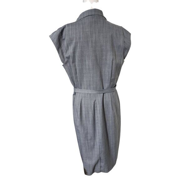 Banana Republic Sleeveless Gray Plaid Belted Wrap Dress Size 14 Womens Workwear - Picture 3 of 7